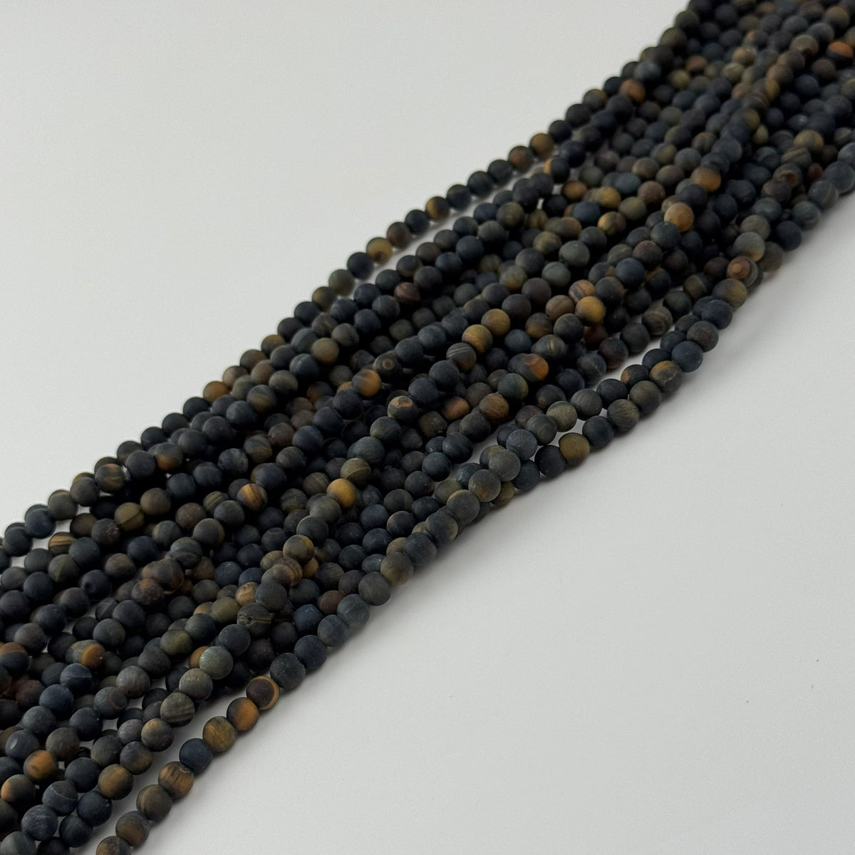 Tiger's Eye Blue Frosted Round Beads (A Quality)