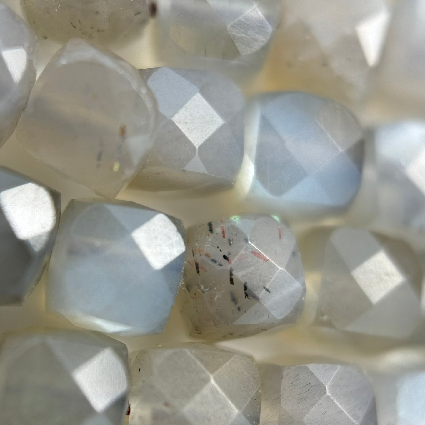 Gray Faceted Moonstone Square Beads