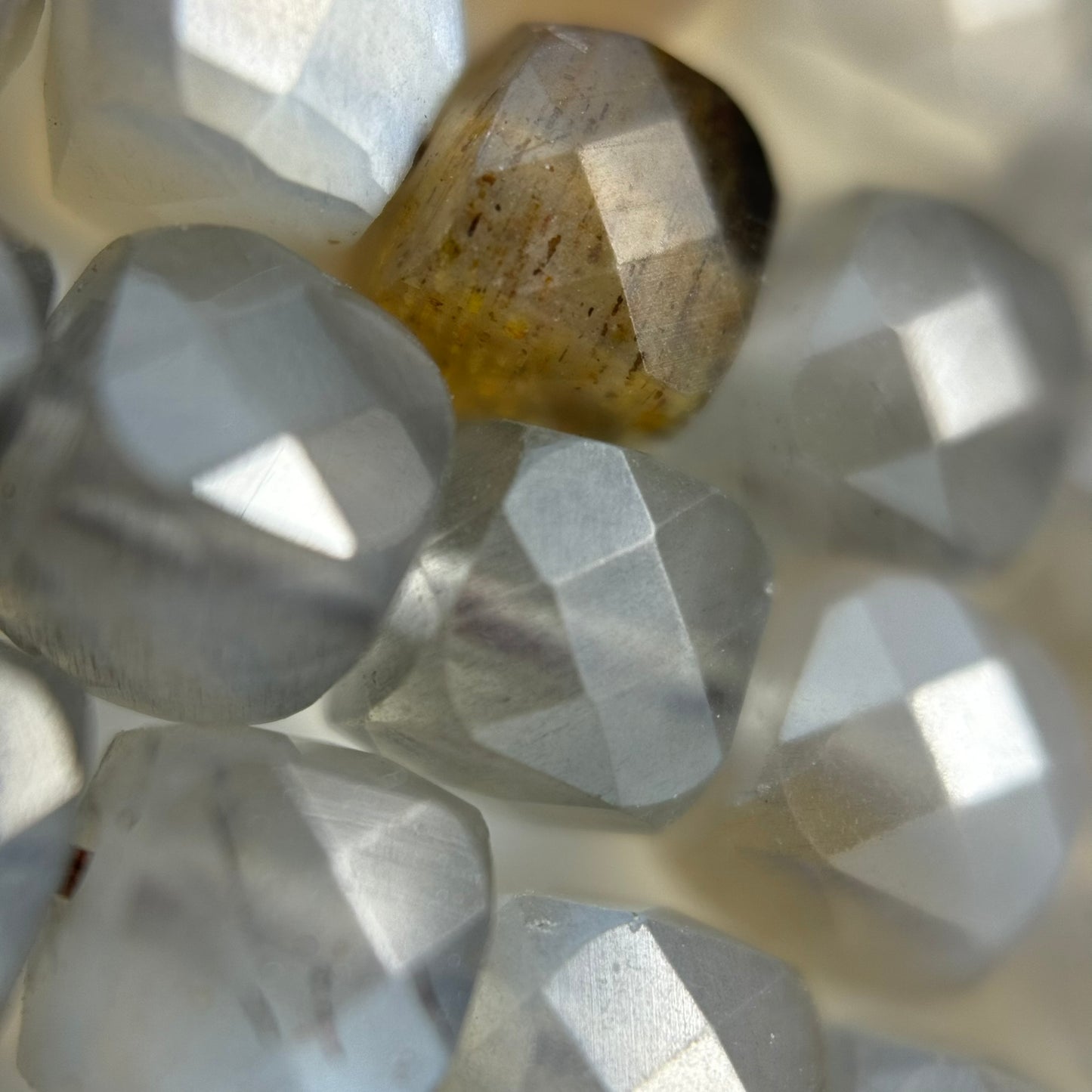 Gray Faceted Moonstone Square Beads