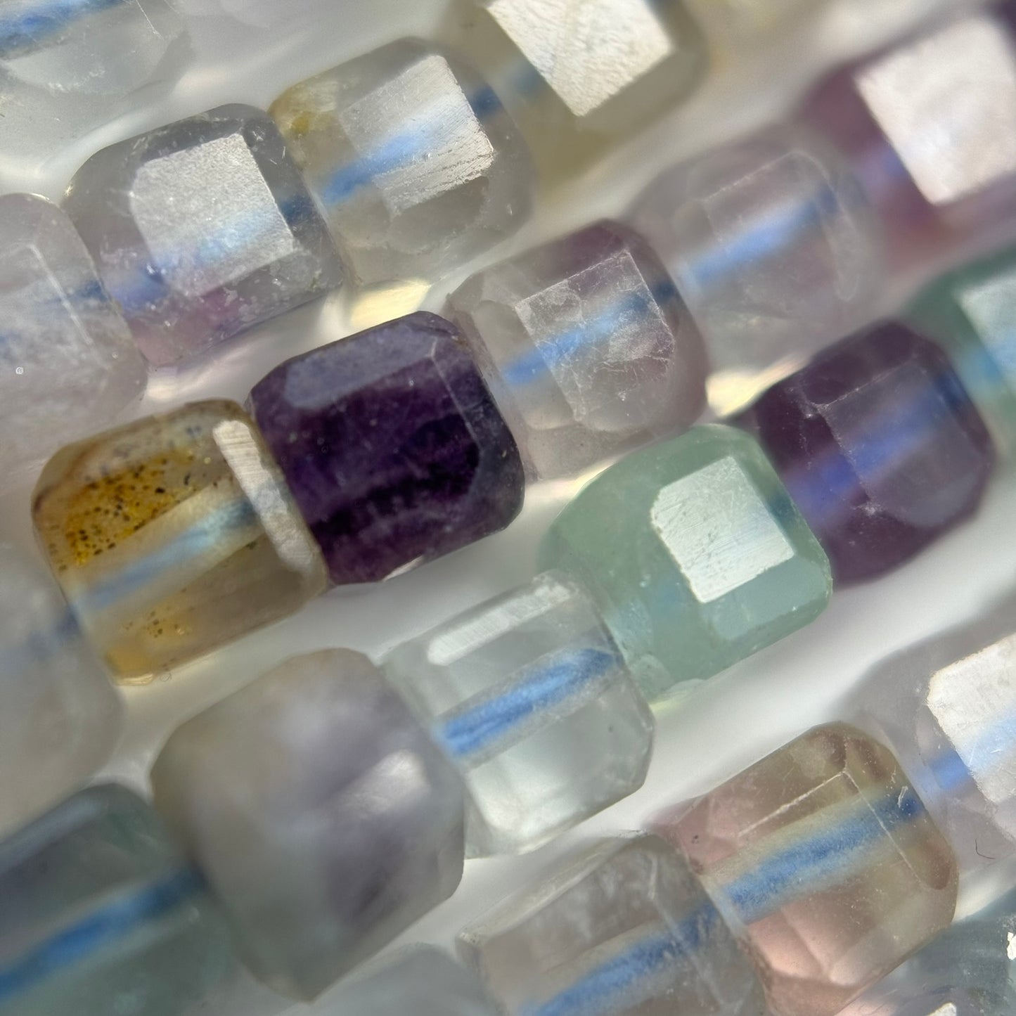 Faceted Fluorite Square Beads