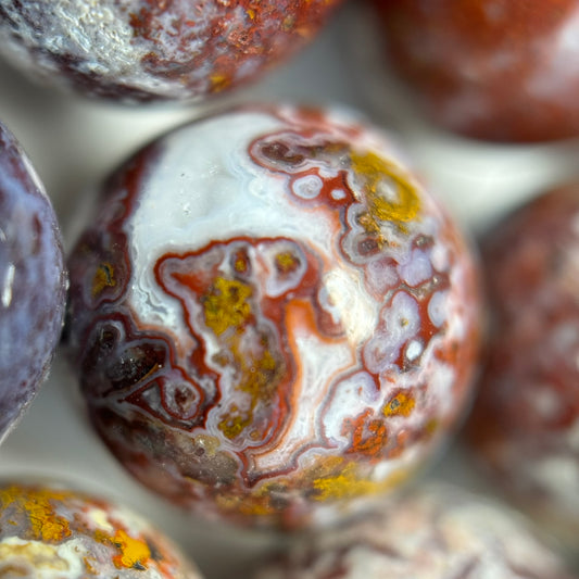 Red Agate Beads - Fancy Red Agate - Polished Round