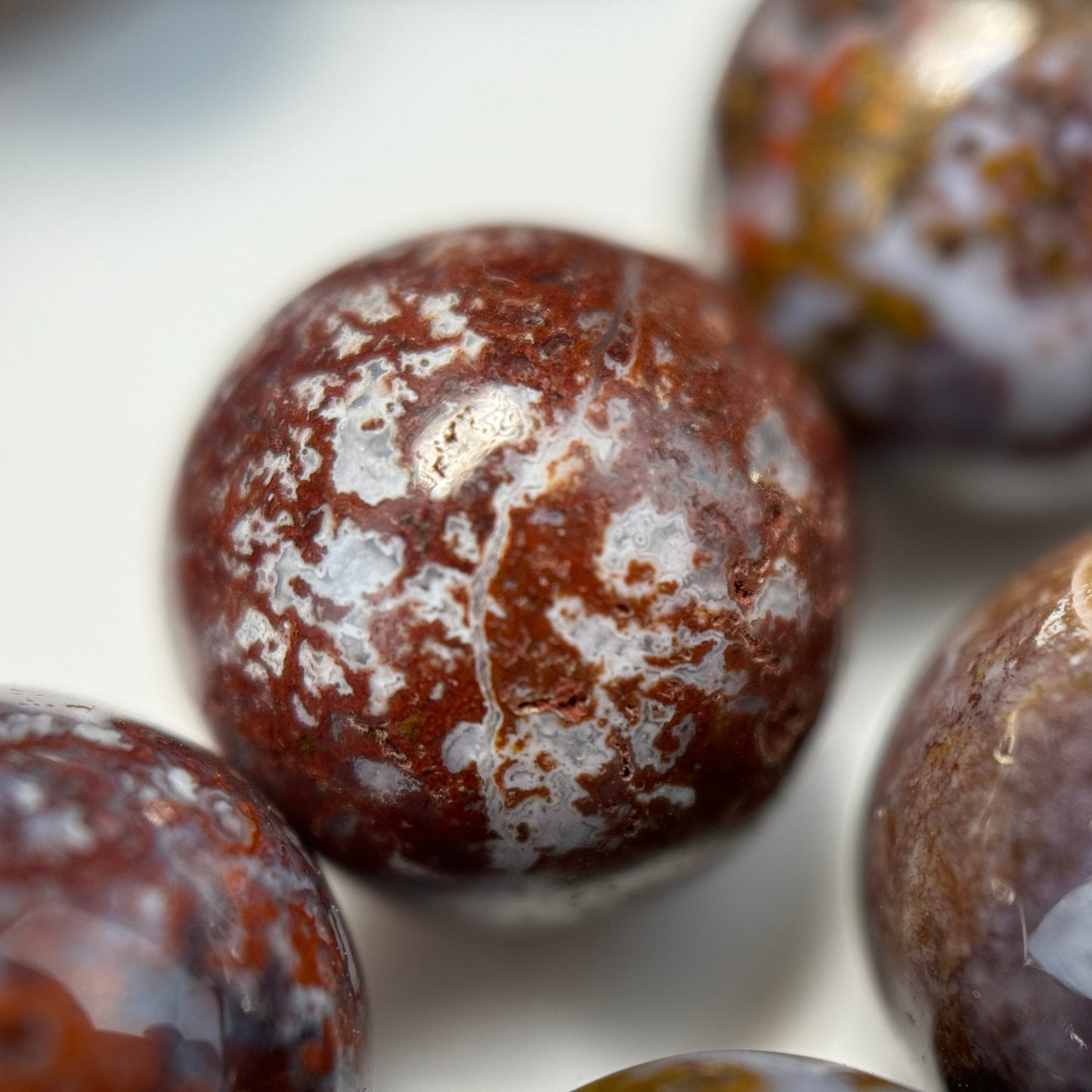 Red Agate Beads - Fancy Red Agate - Polished Round