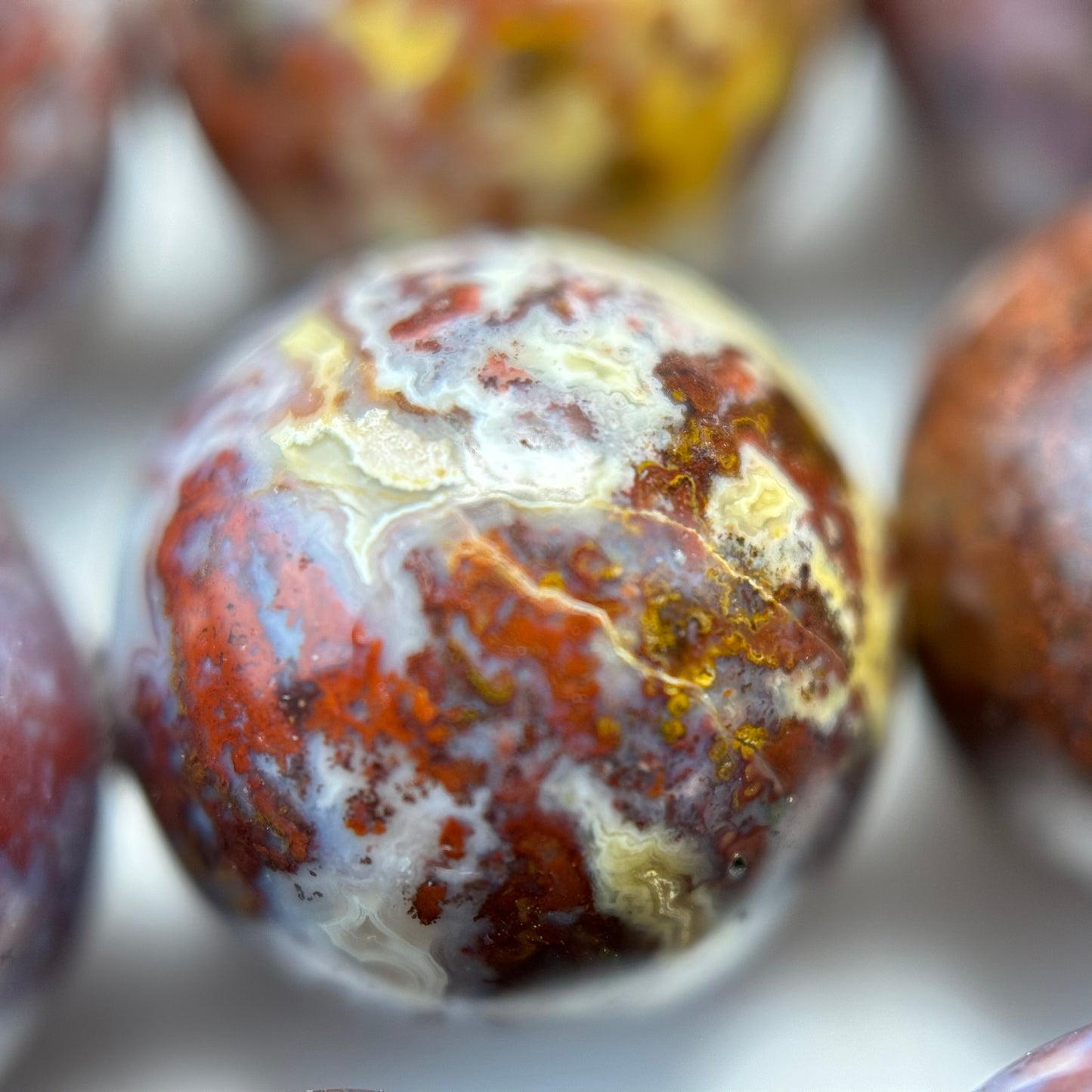 Red Agate Beads - Fancy Red Agate - Polished Round