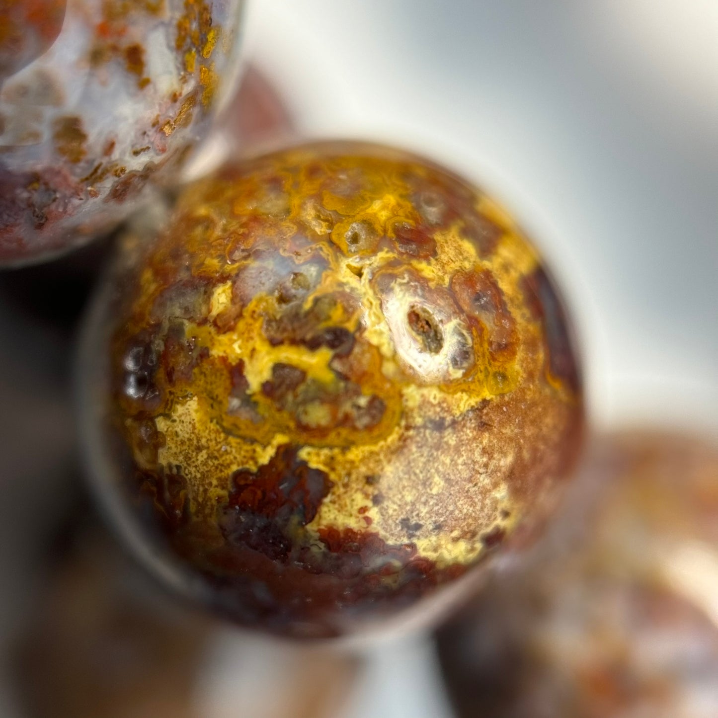 Red Agate Beads - Fancy Red Agate - Polished Round