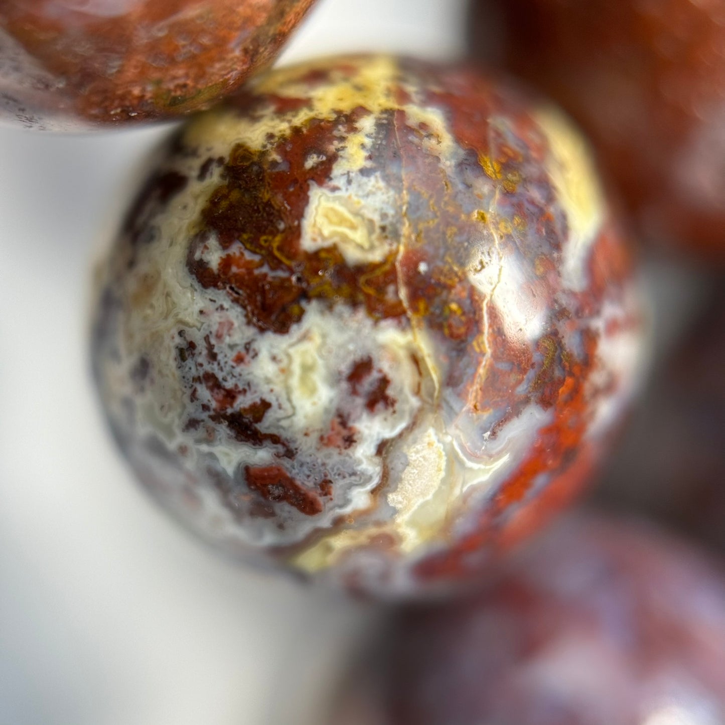 Red Agate Beads - Fancy Red Agate - Polished Round