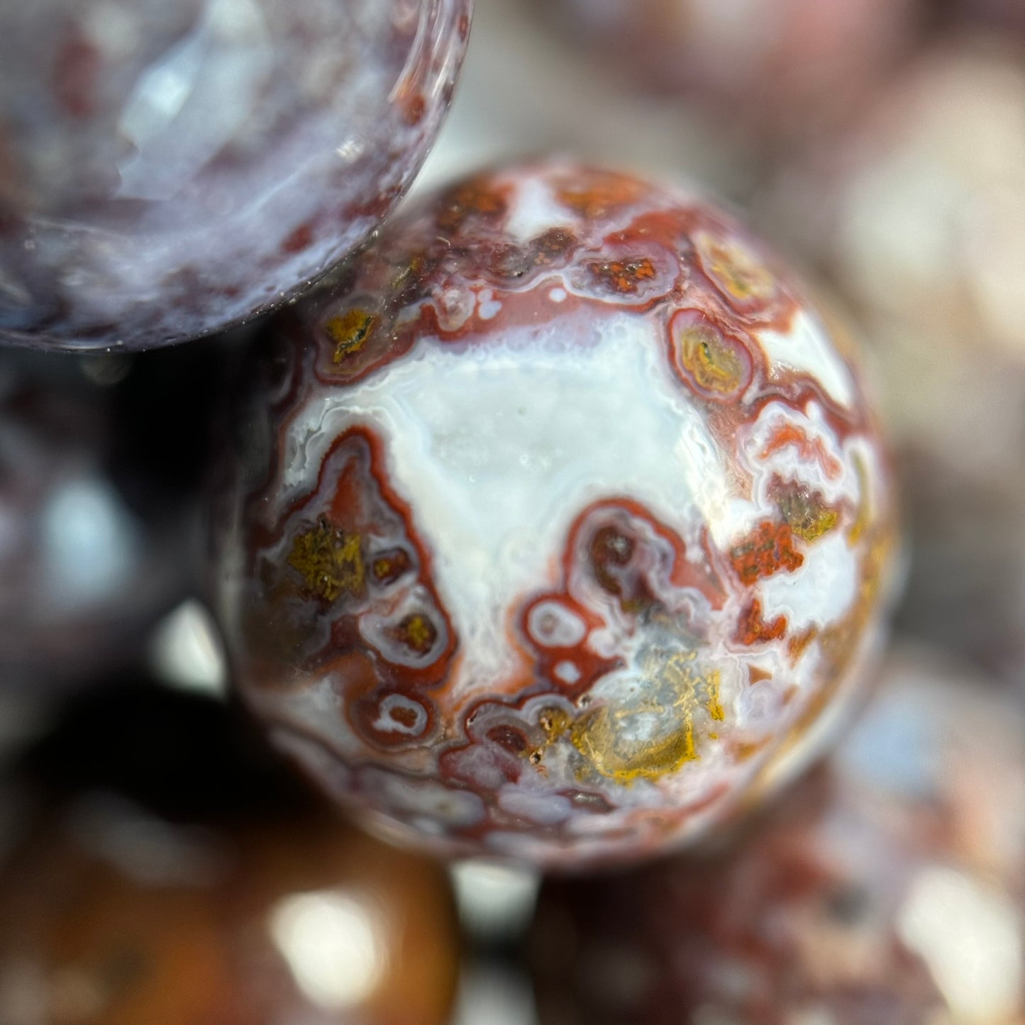 Red Agate Beads - Fancy Red Agate - Polished Round