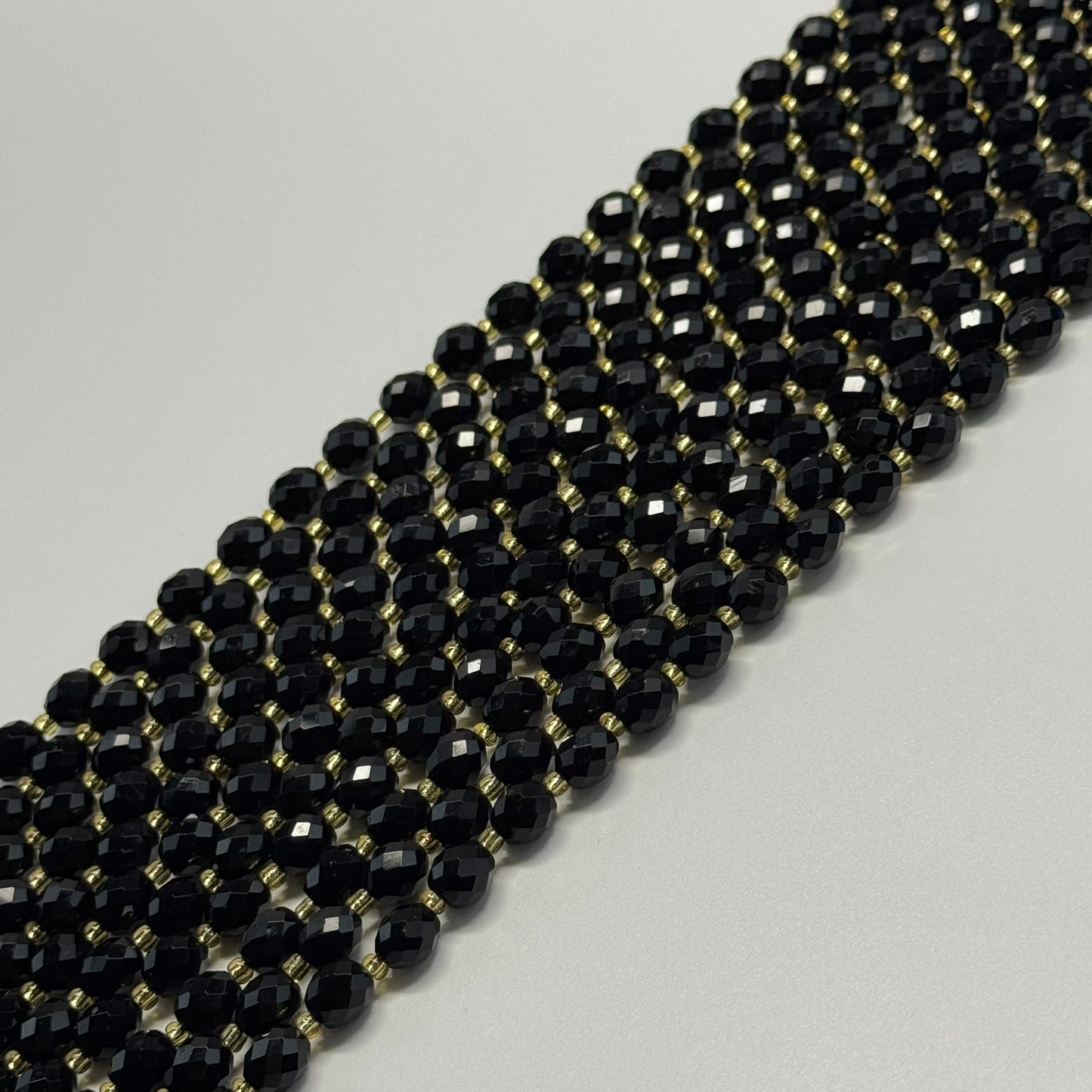 Onyx Faceted Barrel Shaped Gemstone Beads - (AA Quality)