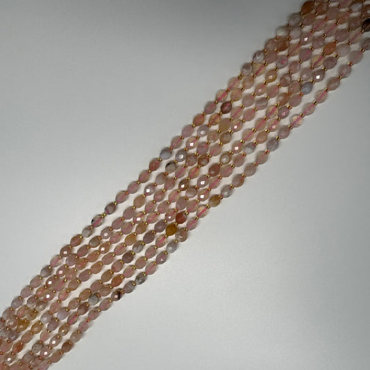 Sakura Agate Faceted Barrel Shaped Gemstone Beads - (AA Quality)
