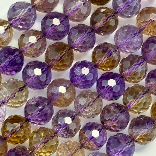Natural Ametrine Faceted Round Gemstone Beads – Extremely Rare - (AAAAA Quality)