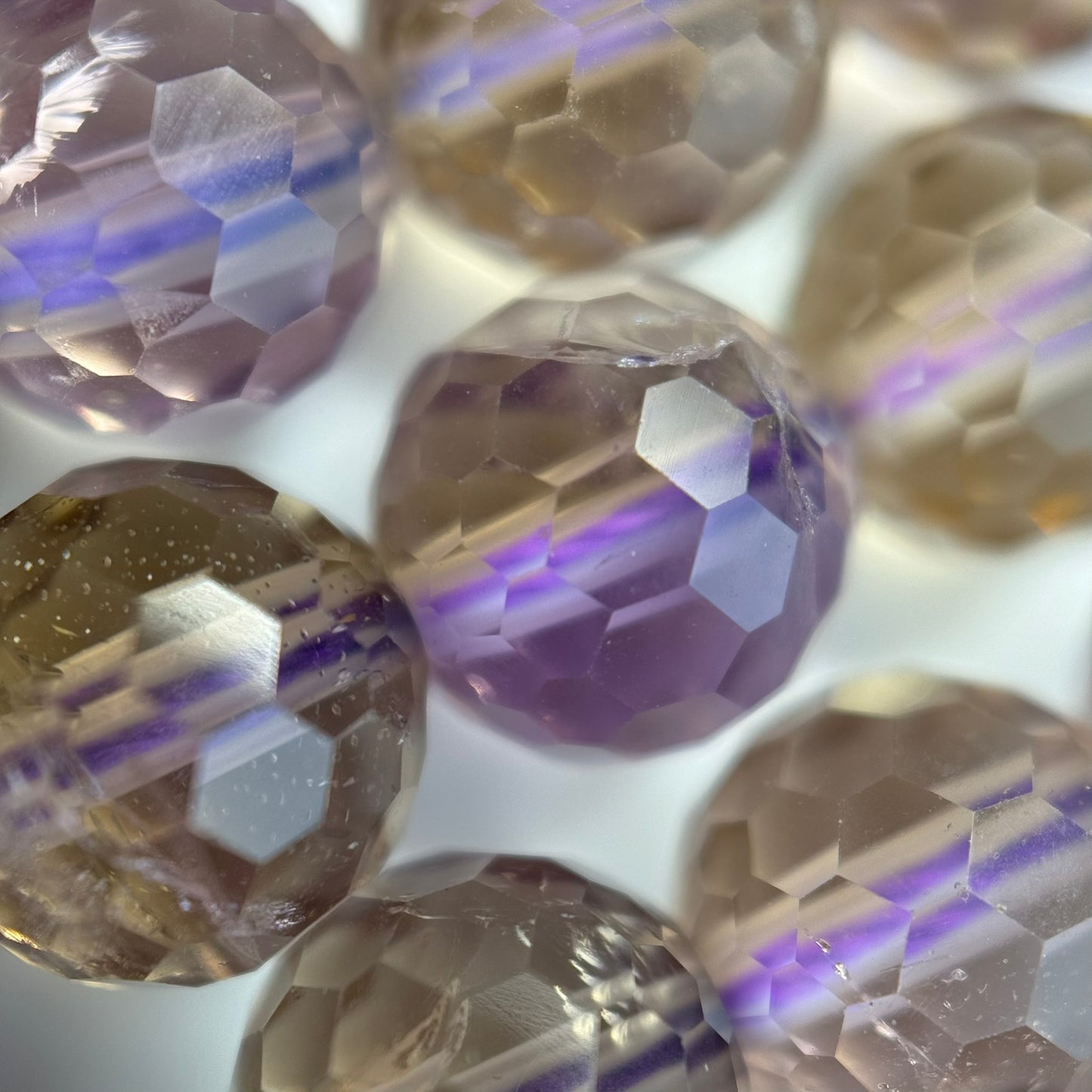 Natural Ametrine Faceted Round Gemstone Beads – Extremely Rare - (AAAAA Quality)