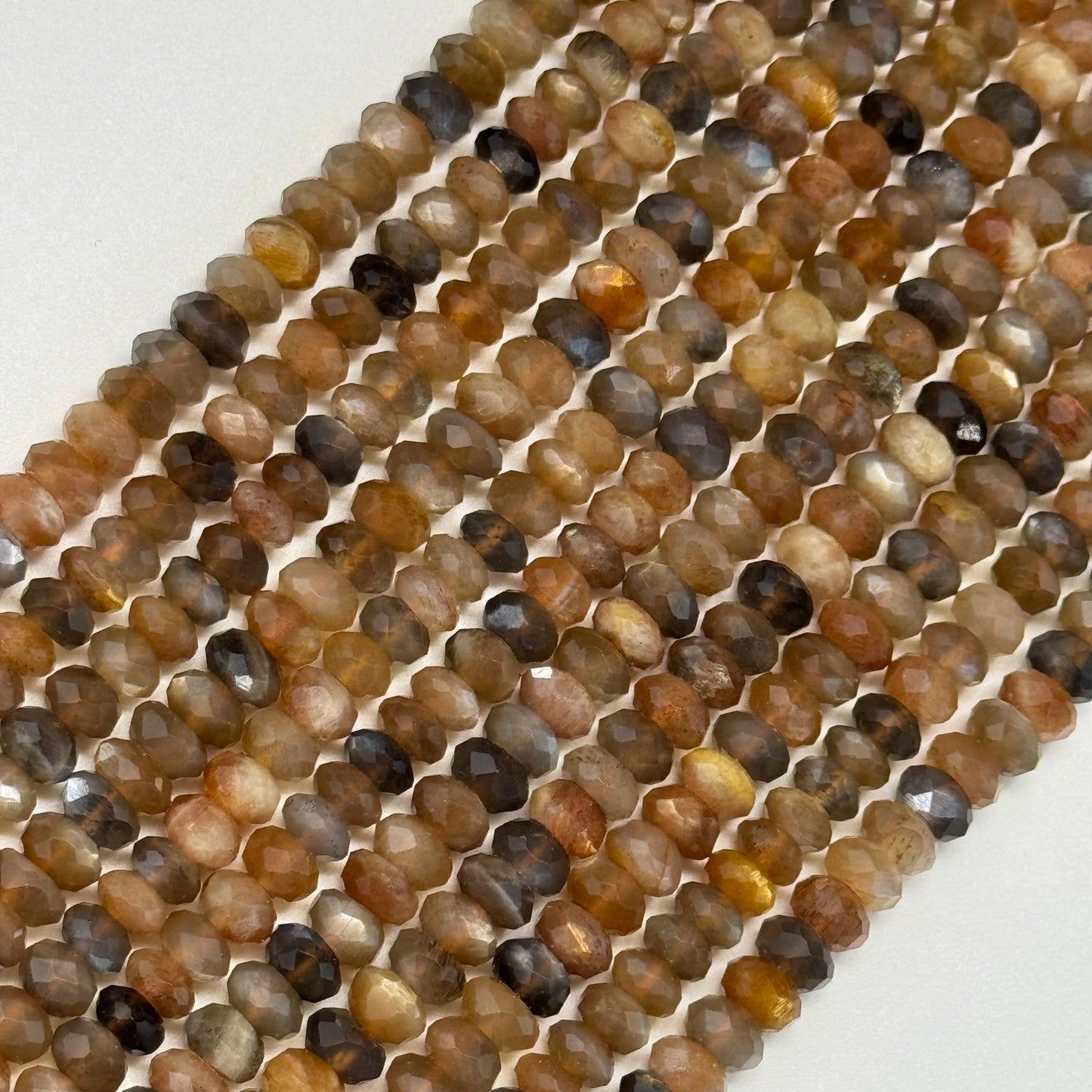 Sunstone Moonstone Faceted Rondelle Beads