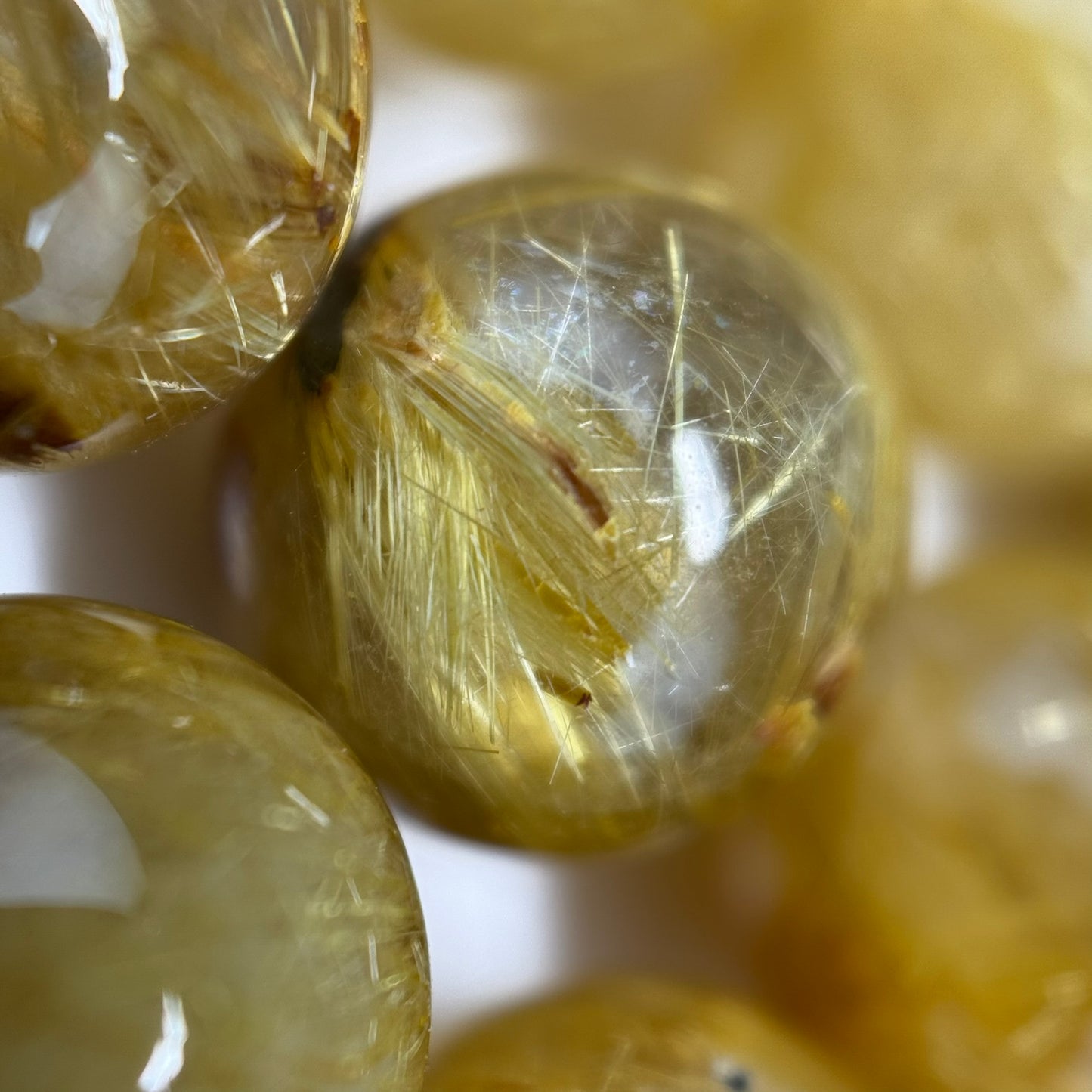 Golden Rutilated Quartz Polished Round Beads (AAAA Quality)