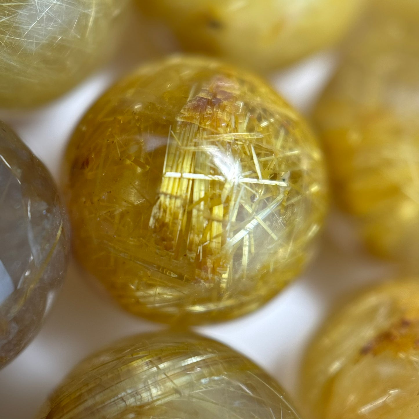 Golden Rutilated Quartz Polished Round Beads (AAAA Quality)