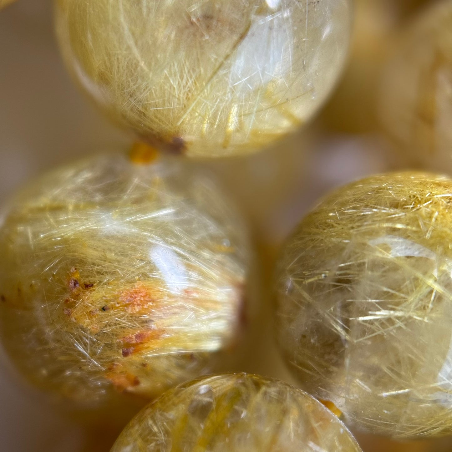 Golden Rutilated Quartz Polished Round Beads (AAAA Quality)