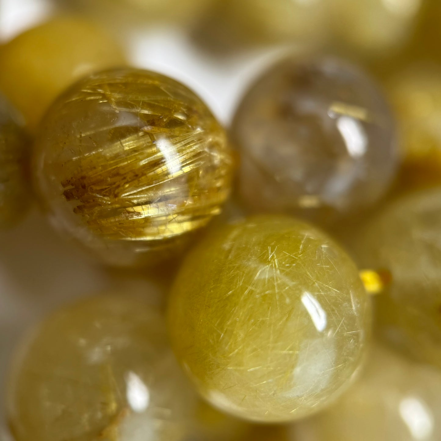 Golden Rutilated Quartz Polished Round Beads (AAAA Quality)