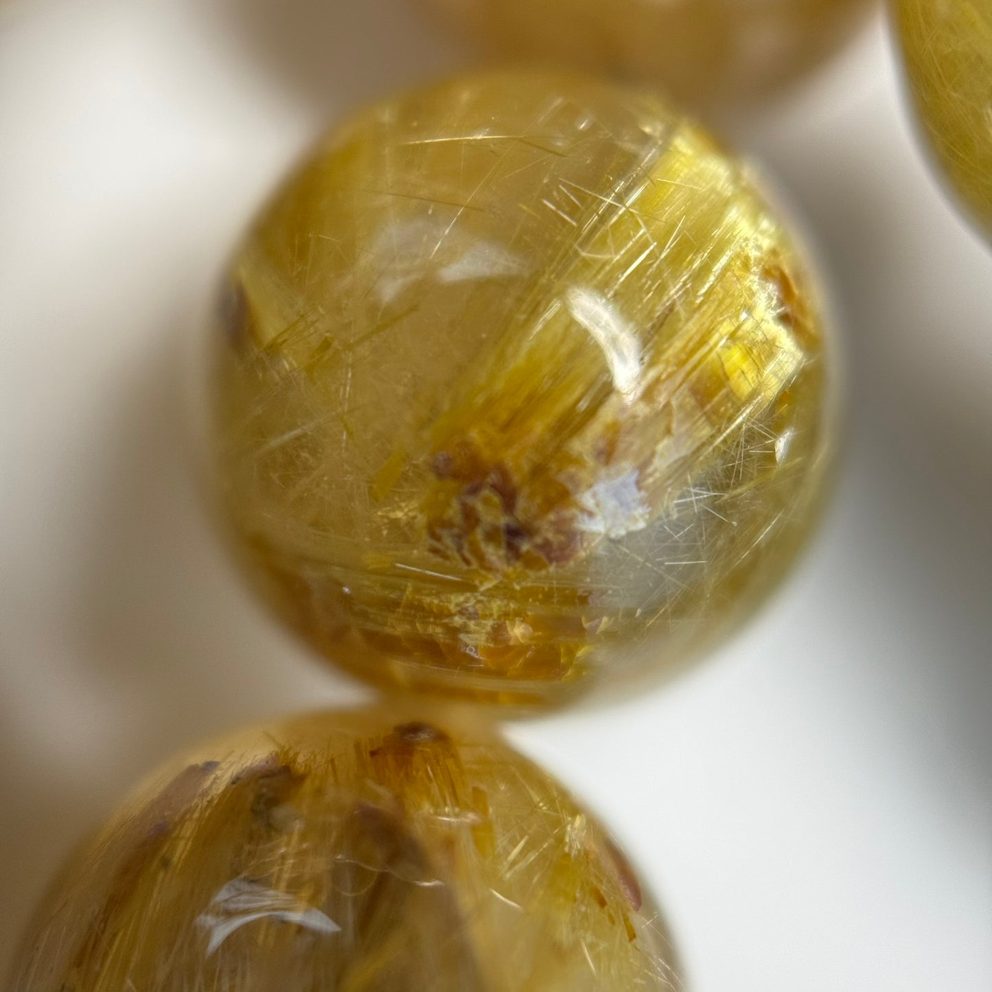 Golden Rutilated Quartz Polished Round Beads (AAAA Quality)
