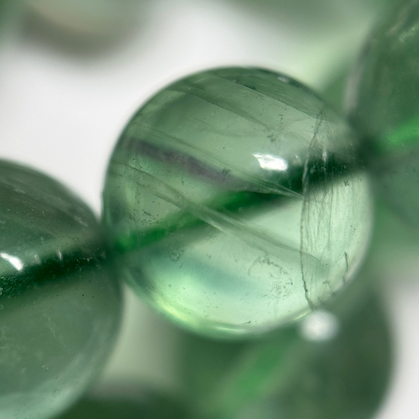 Green Fluorite Beads - Polished Round
