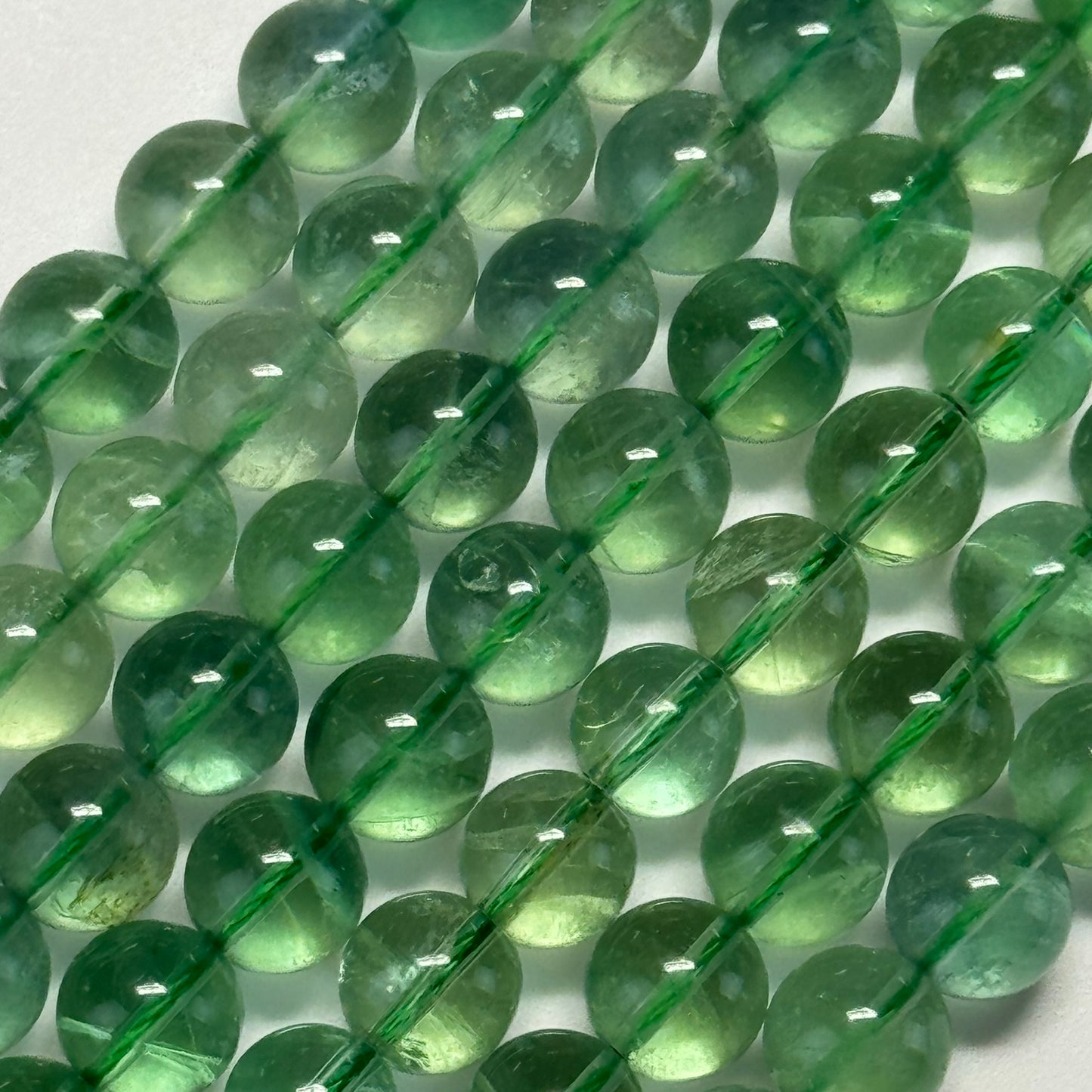 Green Fluorite Beads - Polished Round