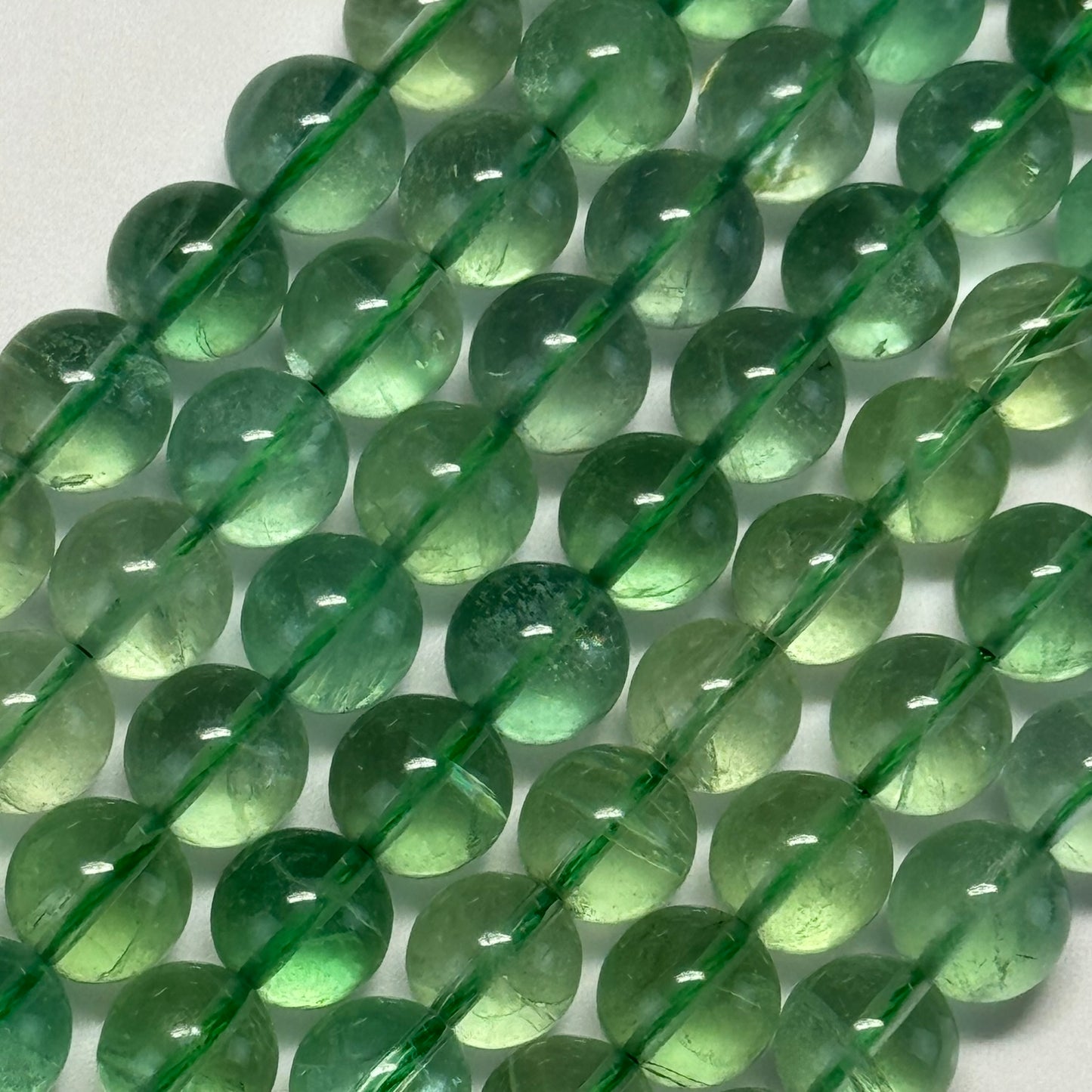 Green Fluorite Beads - Polished Round