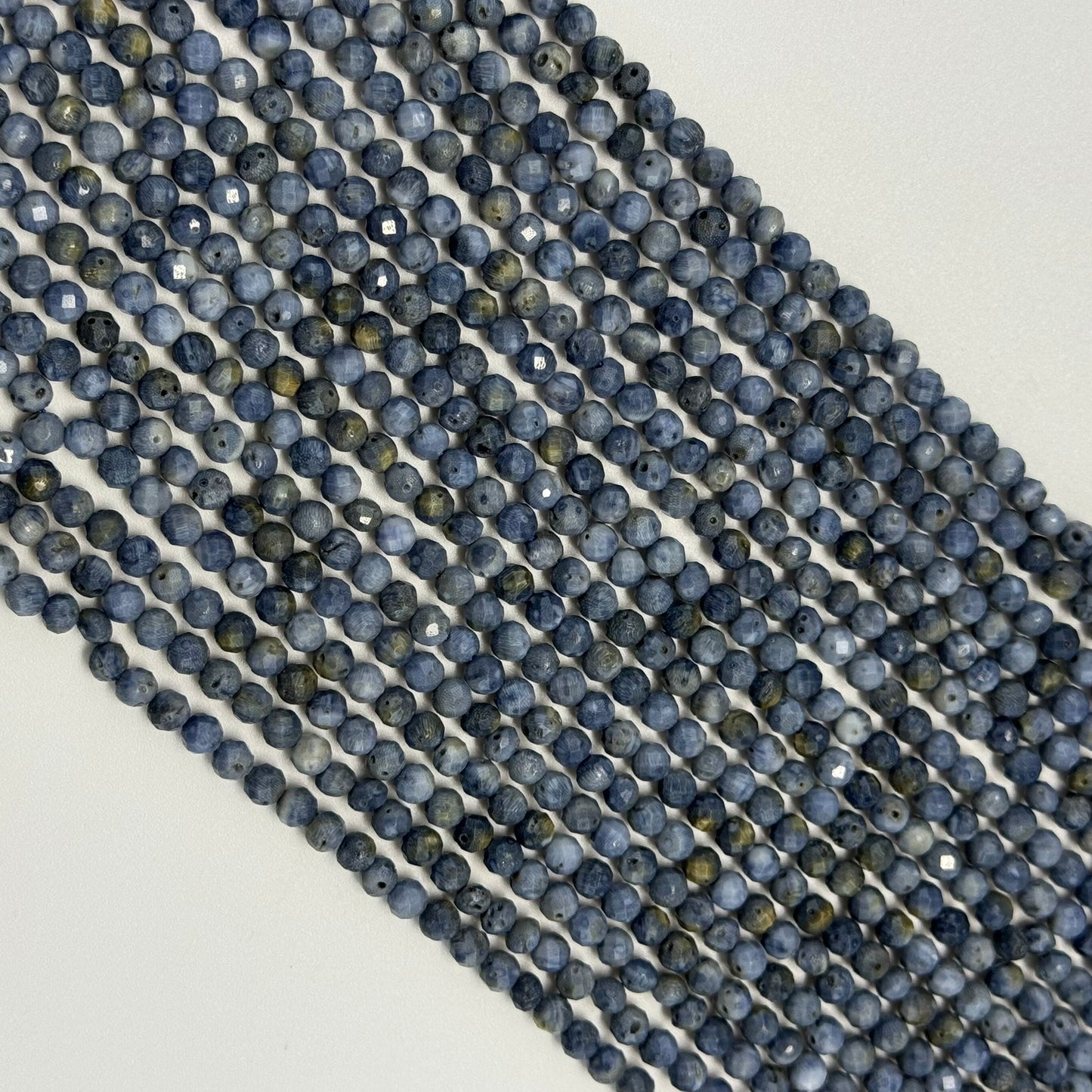 Blue Coral Beads - Faceted Round Beads