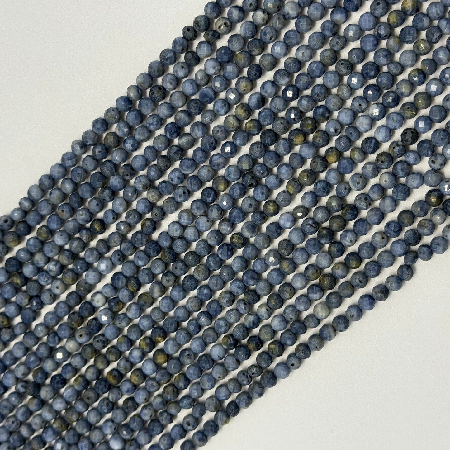 Blue Coral Beads - Faceted Round Beads