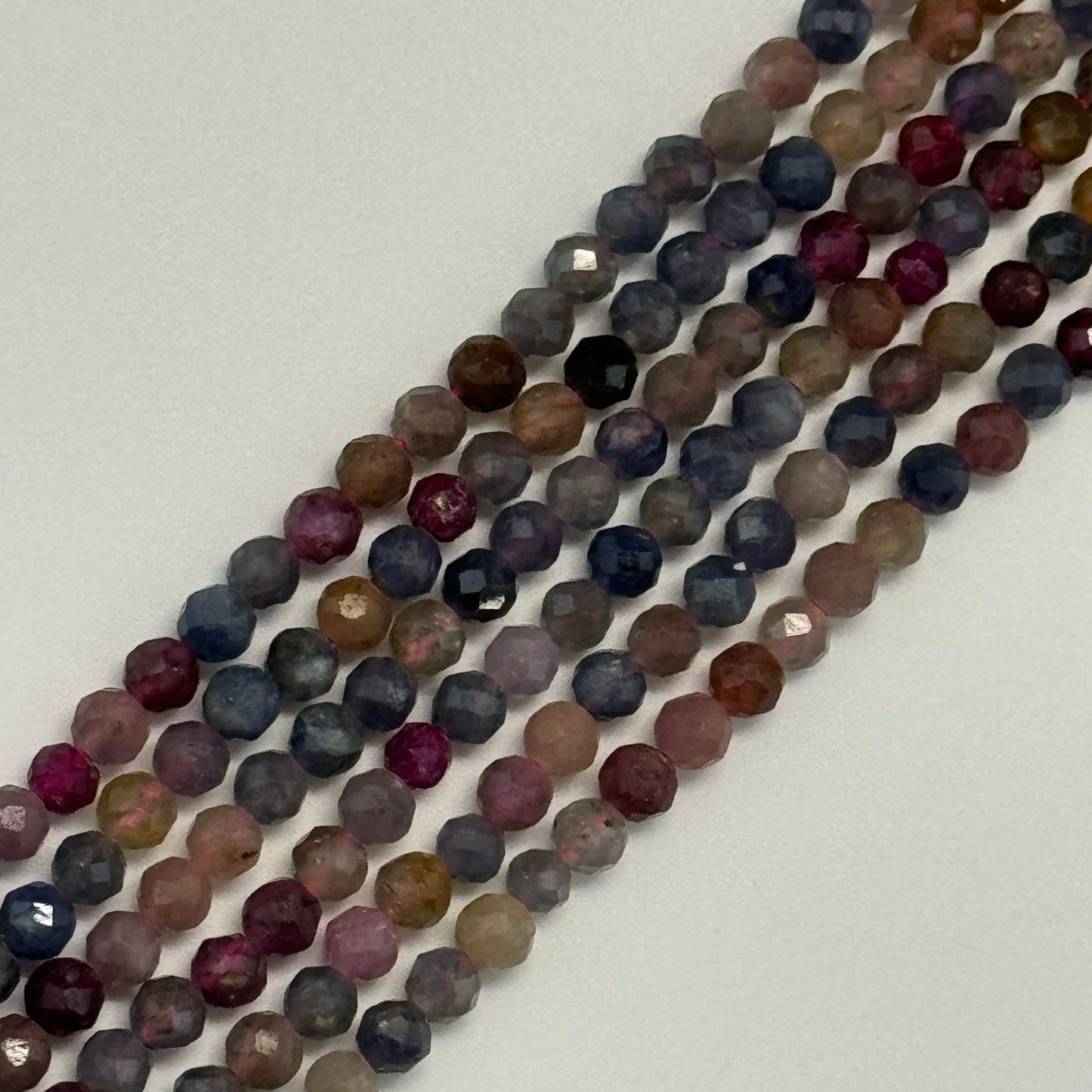 Ruby Sapphire Faceted Round Precious Stone Beads