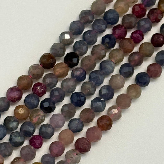 Ruby Sapphire Faceted Round Precious Stone Beads