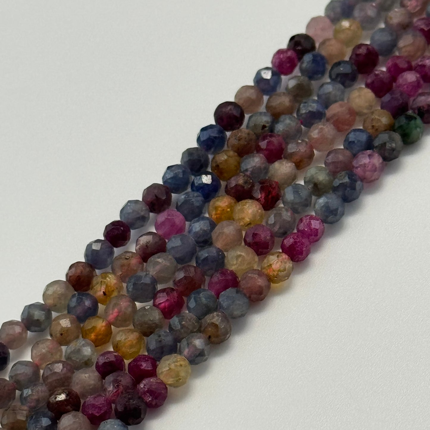 Ruby Sapphire Faceted Round Precious Stone Beads