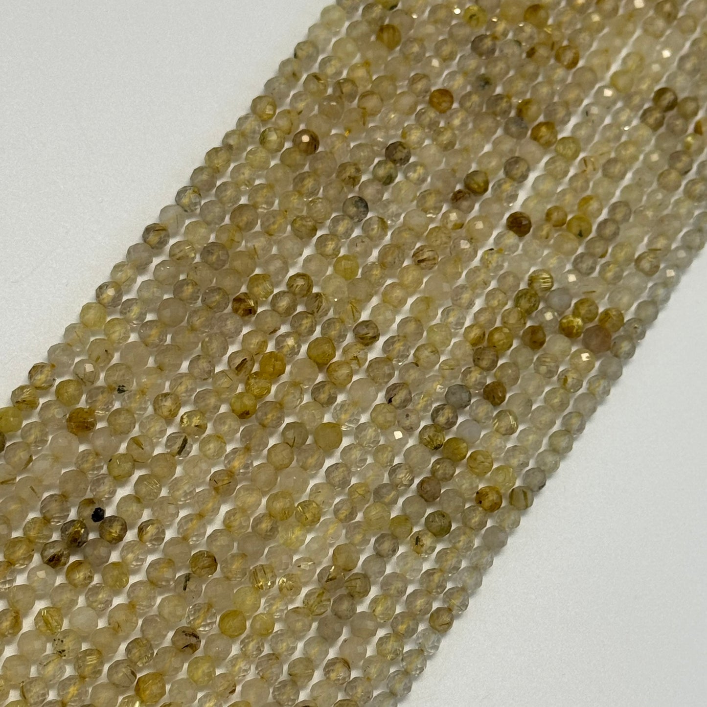 Rutilated Quartz Beads - Faceted Round Beads