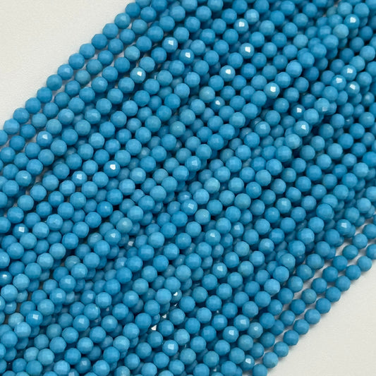 Synthetic Turquoise Beads - Faceted Round Beads