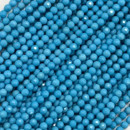 Synthetic Turquoise Beads - Faceted Round Beads