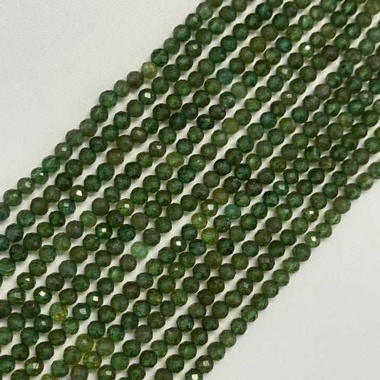 Green Apatite Faceted Round Beads - (AA Quality)