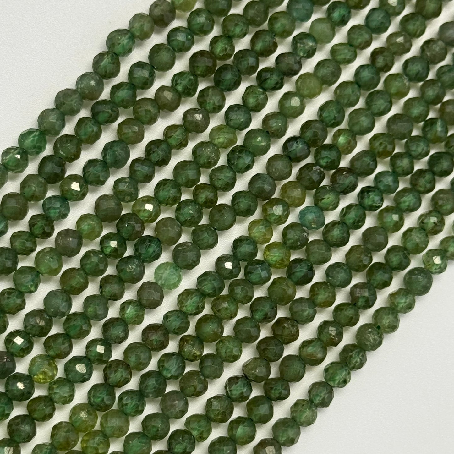 Green Apatite Faceted Round Beads - (AA Quality)