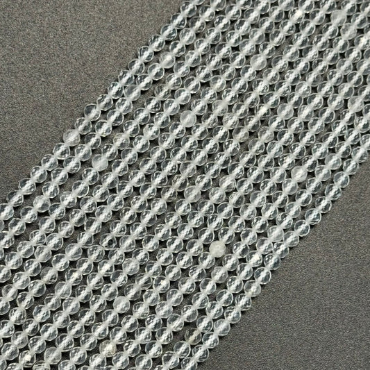 Clear Quartz Faceted Round Beads (AA Quality)