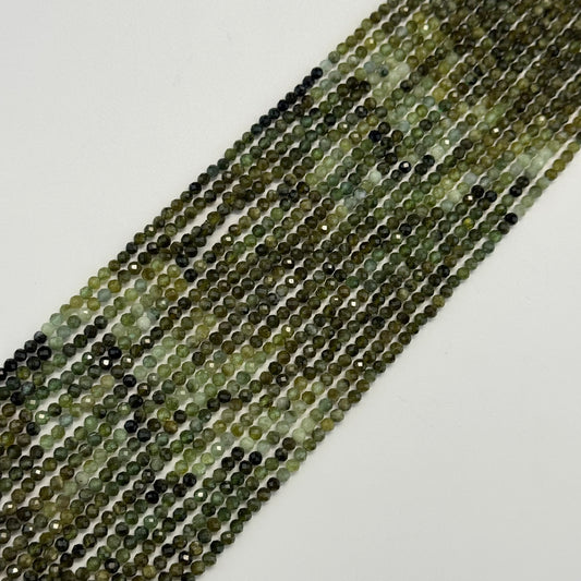 Green Tourmaline Beads - Faceted Round Beads