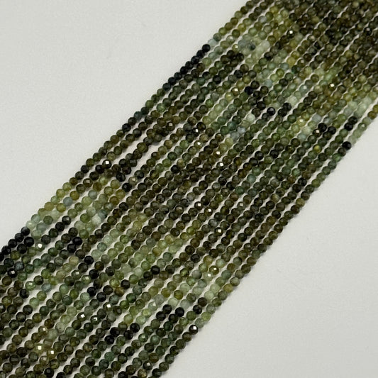 Green Tourmaline Beads - Faceted Round Beads