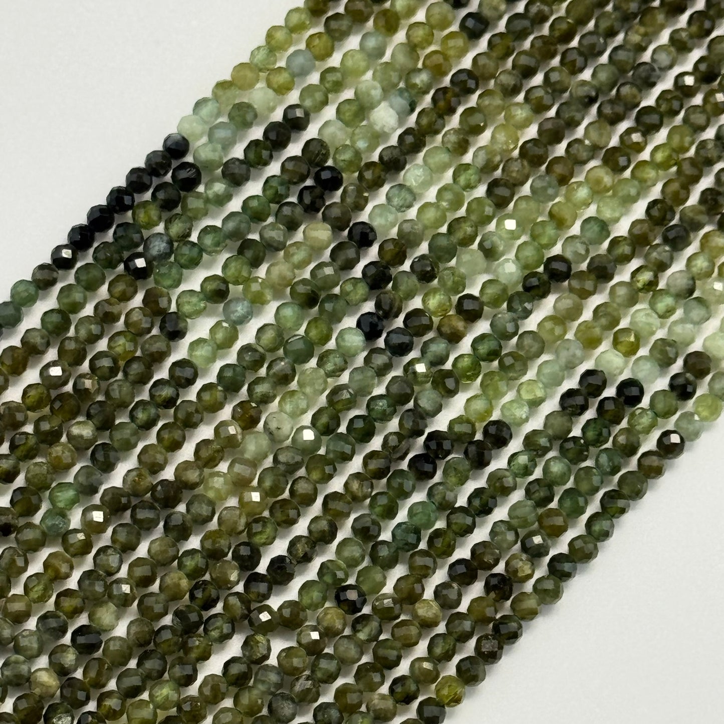 Green Tourmaline Beads - Faceted Round Beads