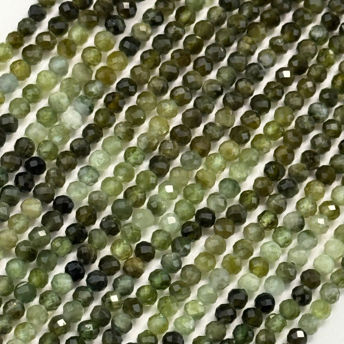 Green Tourmaline Beads - Faceted Round Beads