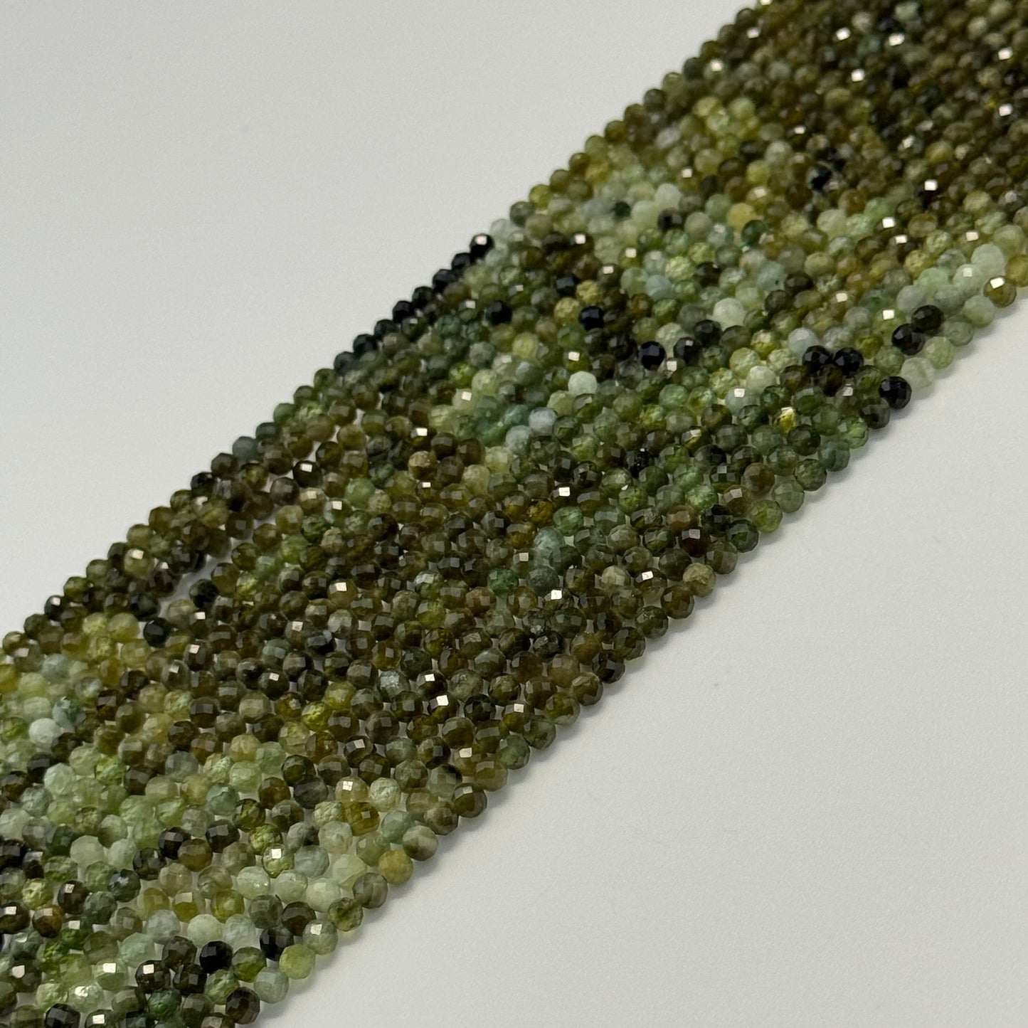 Green Tourmaline Beads - Faceted Round Beads