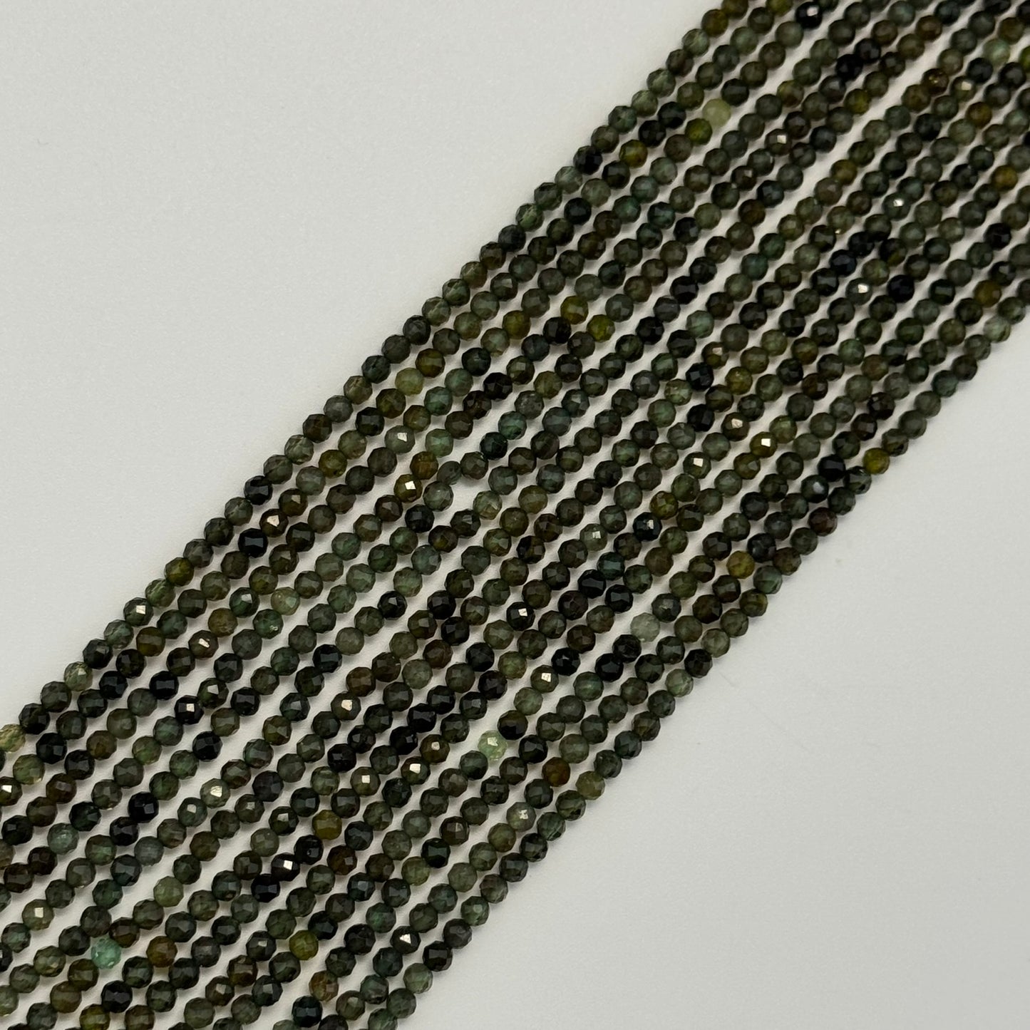 Green Tourmaline Beads - Faceted Round Beads