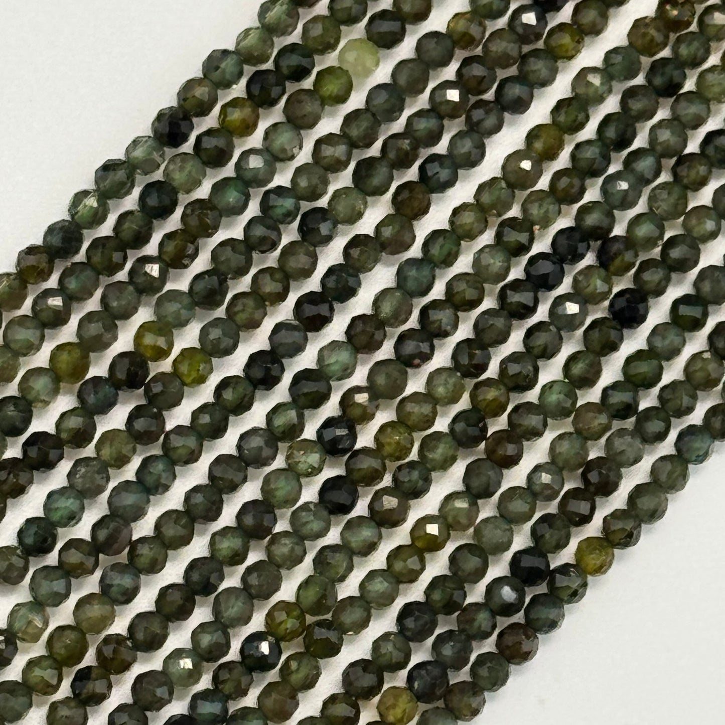 Green Tourmaline Beads - Faceted Round Beads