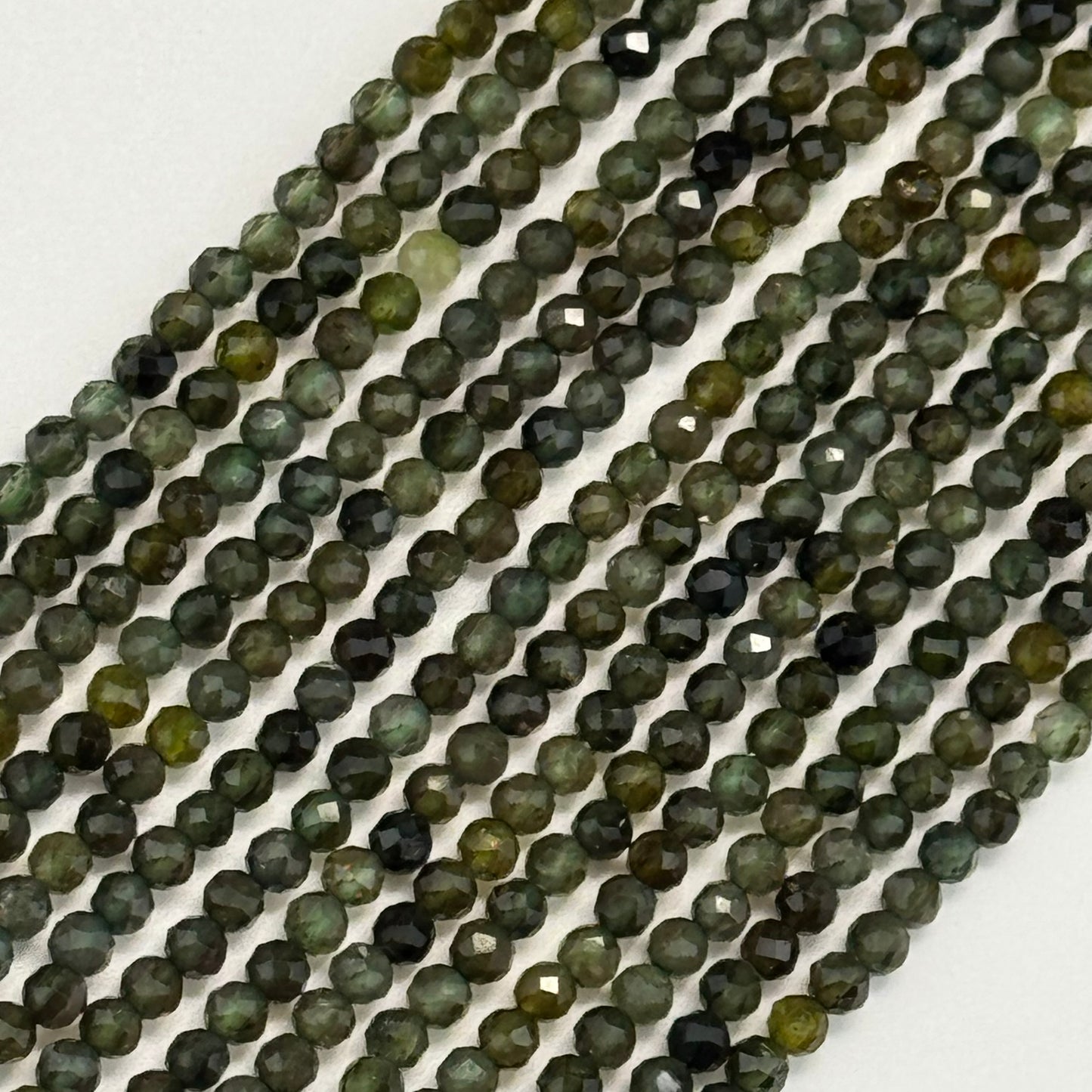 Green Tourmaline Beads - Faceted Round Beads