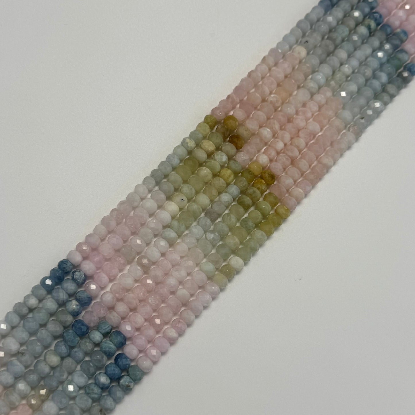 Aquamarine Morganite Faceted Rondelle Beads