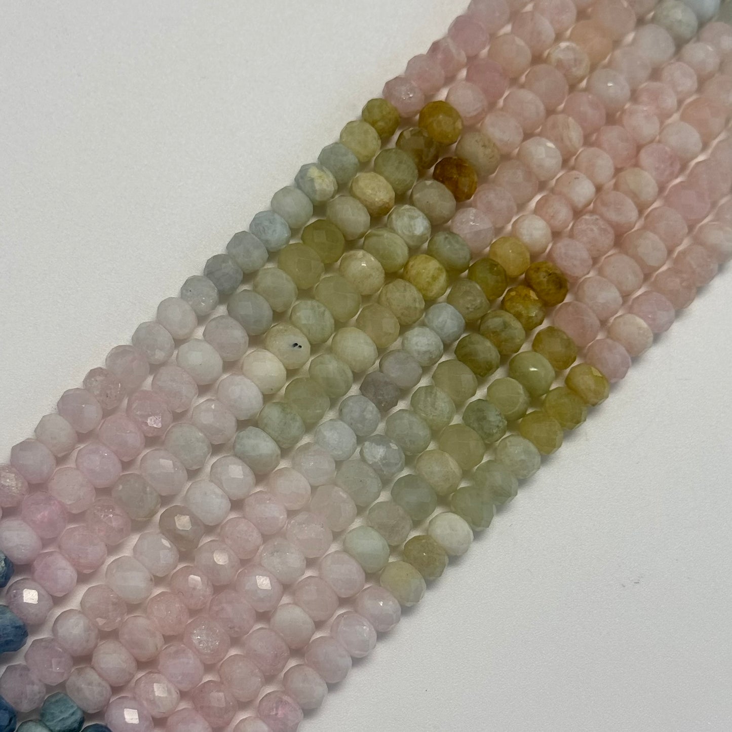 Aquamarine Morganite Faceted Rondelle Beads