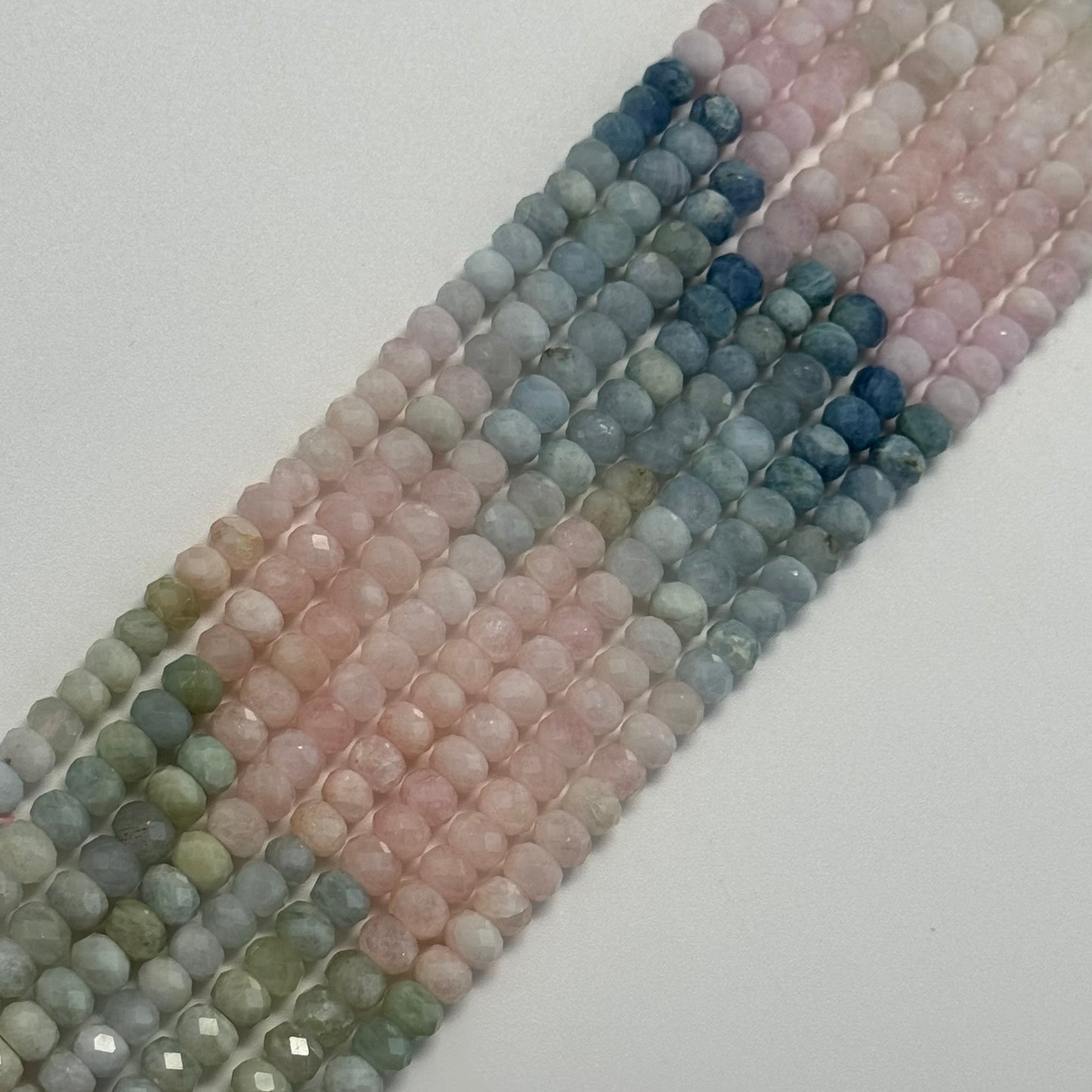 Aquamarine Morganite Faceted Rondelle Beads