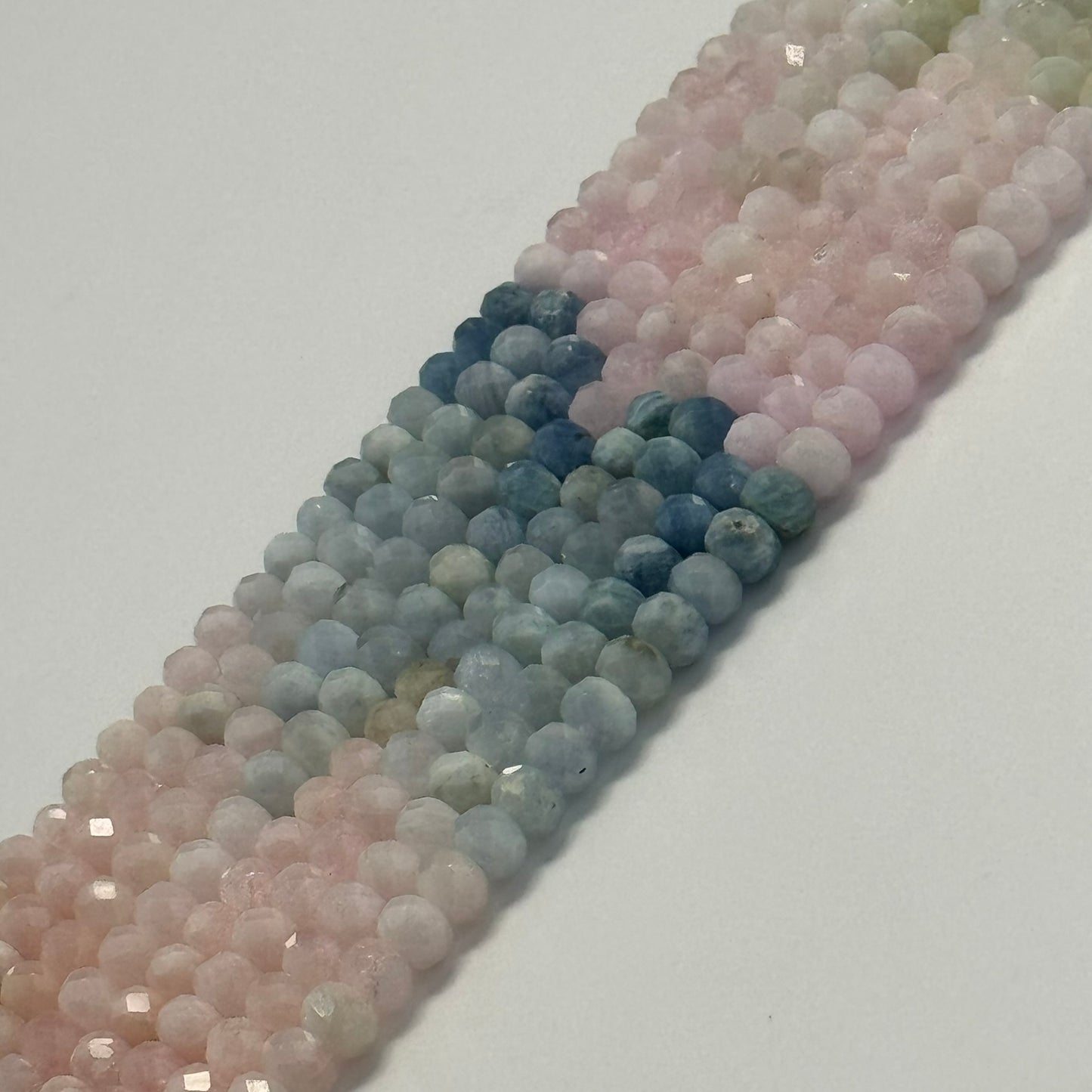Aquamarine Morganite Faceted Rondelle Beads