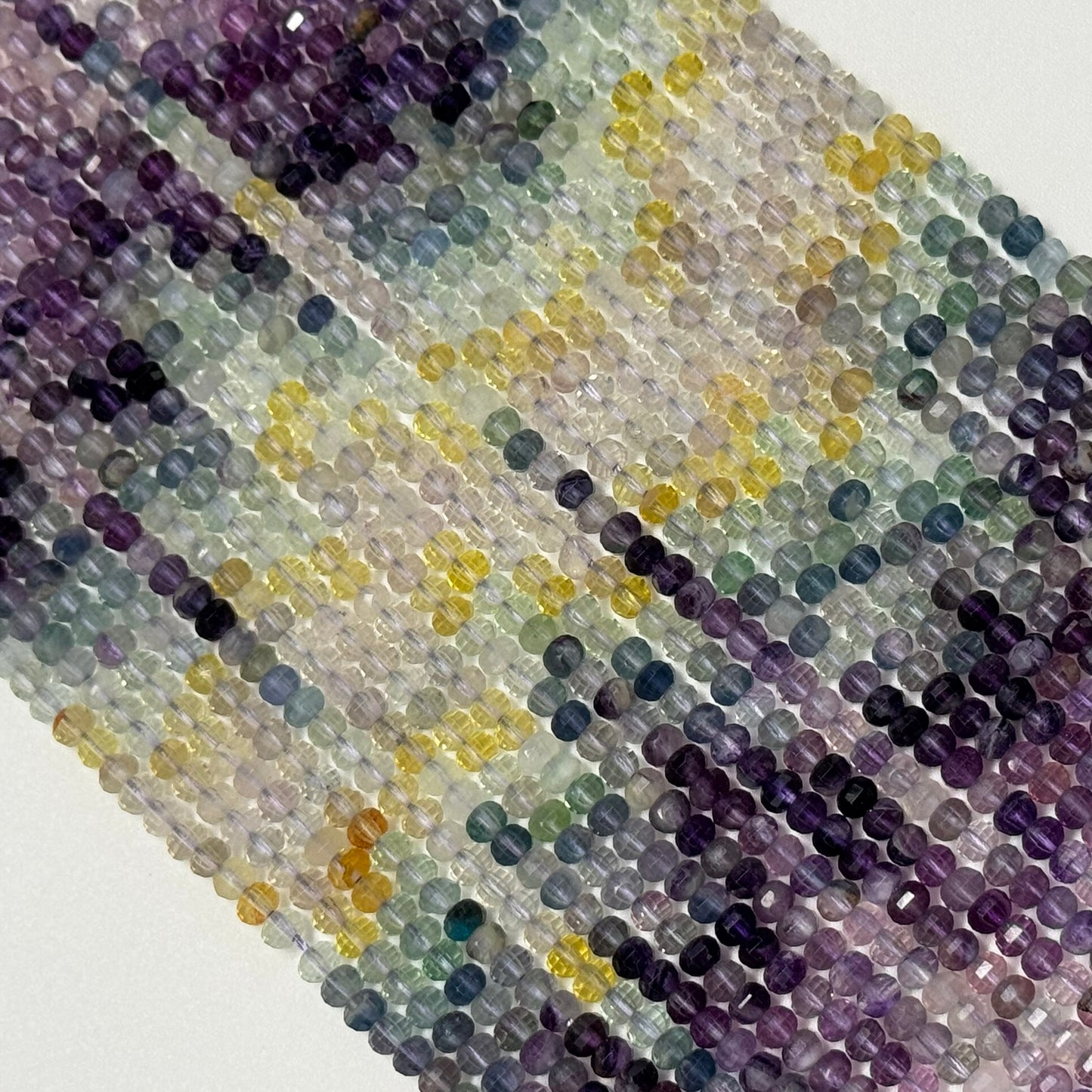 Faceted Rainbow Fluorite Beads - Rondelle Beads