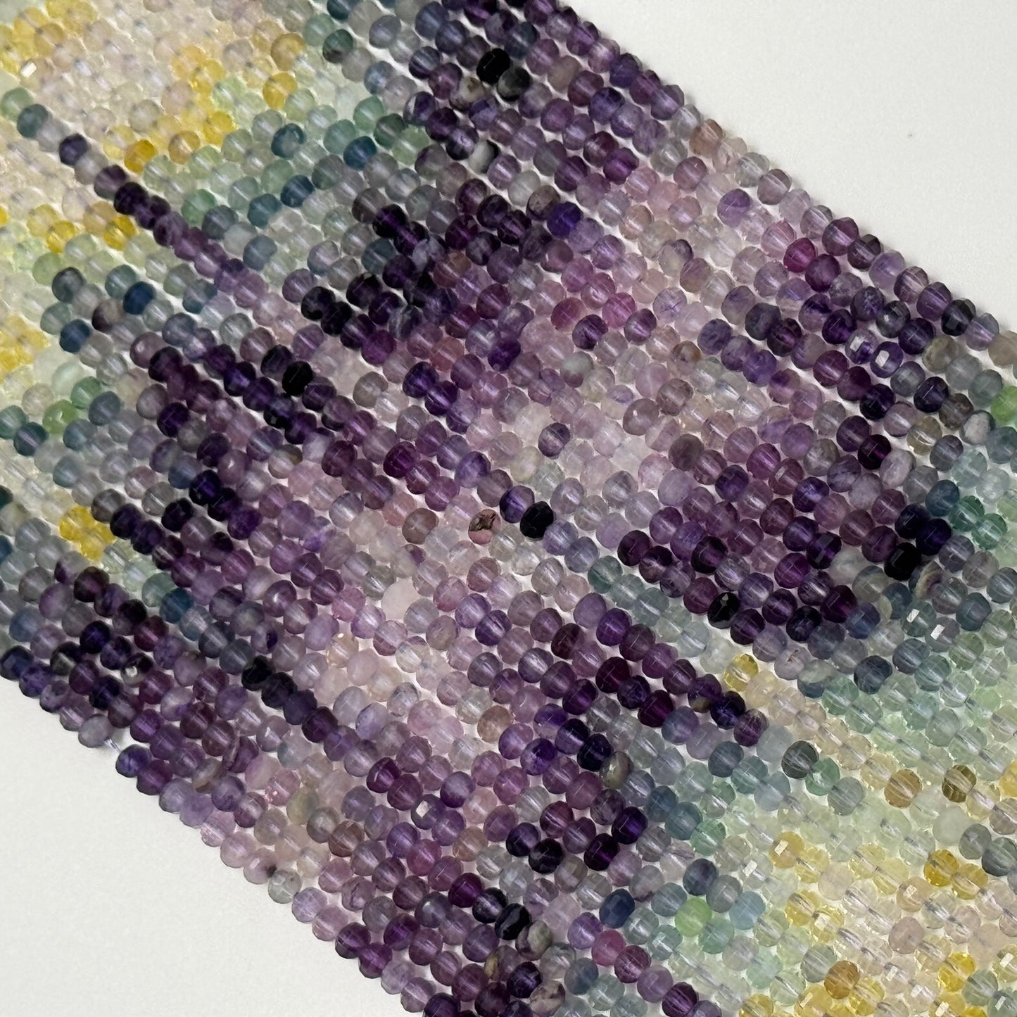 Faceted Rainbow Fluorite Beads - Rondelle Beads