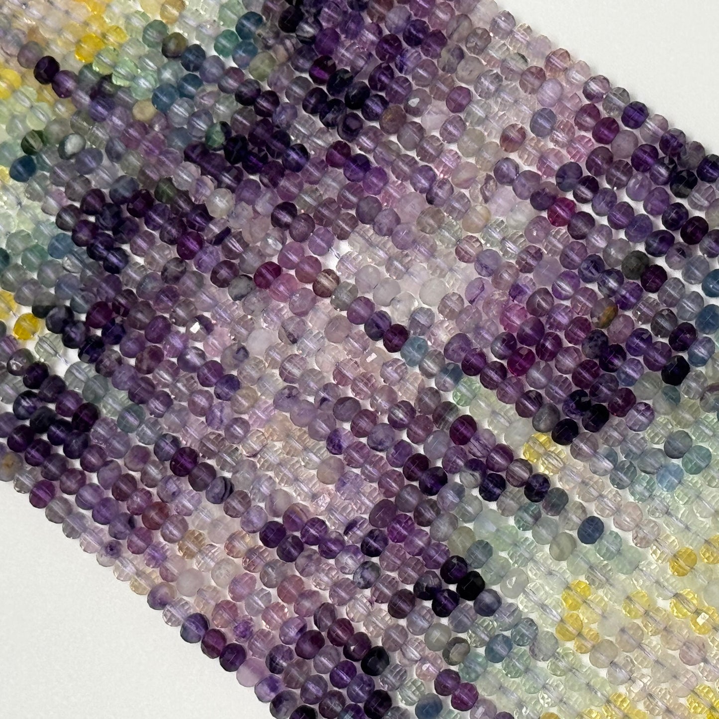 Faceted Rainbow Fluorite Beads - Rondelle Beads