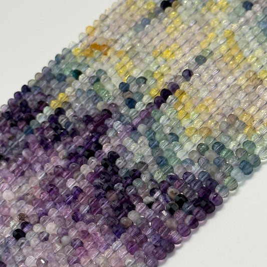 Faceted Rainbow Fluorite Beads - Rondelle Beads